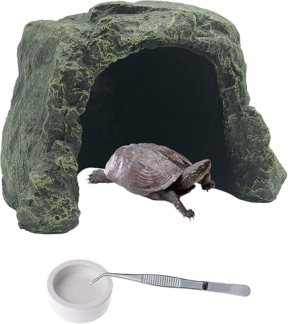 PINVNBY Large Reptile Hideout Cave,Resin Rock Hides