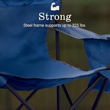 Coleman Portable Camping Chair with 4-Can Cooler, Cushioned Seat & Back with Side Pockets & Cup Holder, Carry Bag Included, Great for Camping, Tailgating, Firepits, Patio, More