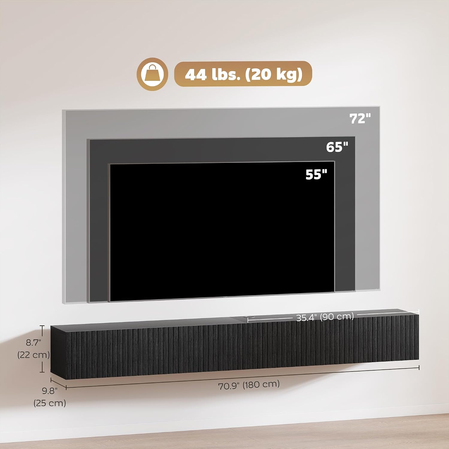 Dimensions and weight capacity of the TV stand
