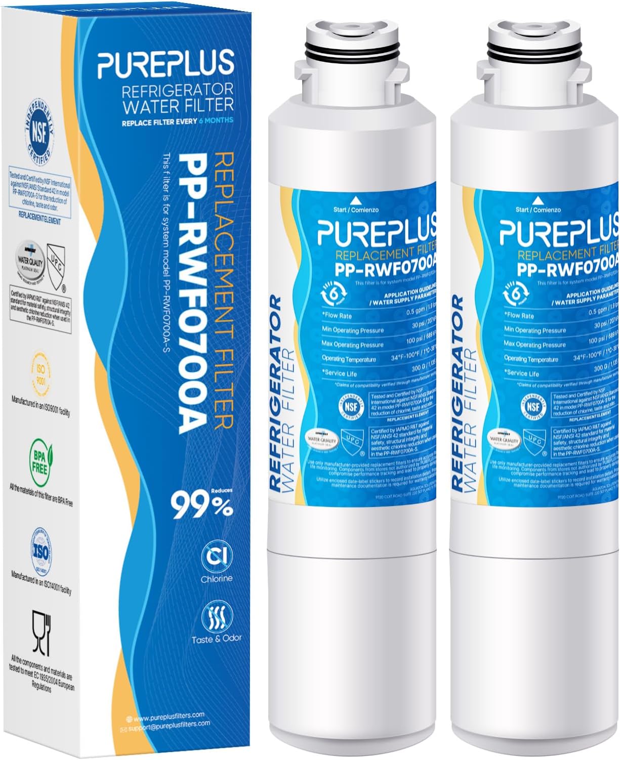 DA29-00020B Replacement for Samsung RF28HMEDBSR, RF263BEAESR, HDX FMS-2, HAF-CIN/EXP, RF4287HARS, PL-200, RFG297HDRS, RF28HFEDBSR, DA97-08006A 469101 RWF0700A Refrigerator Water Filter, 2PACK