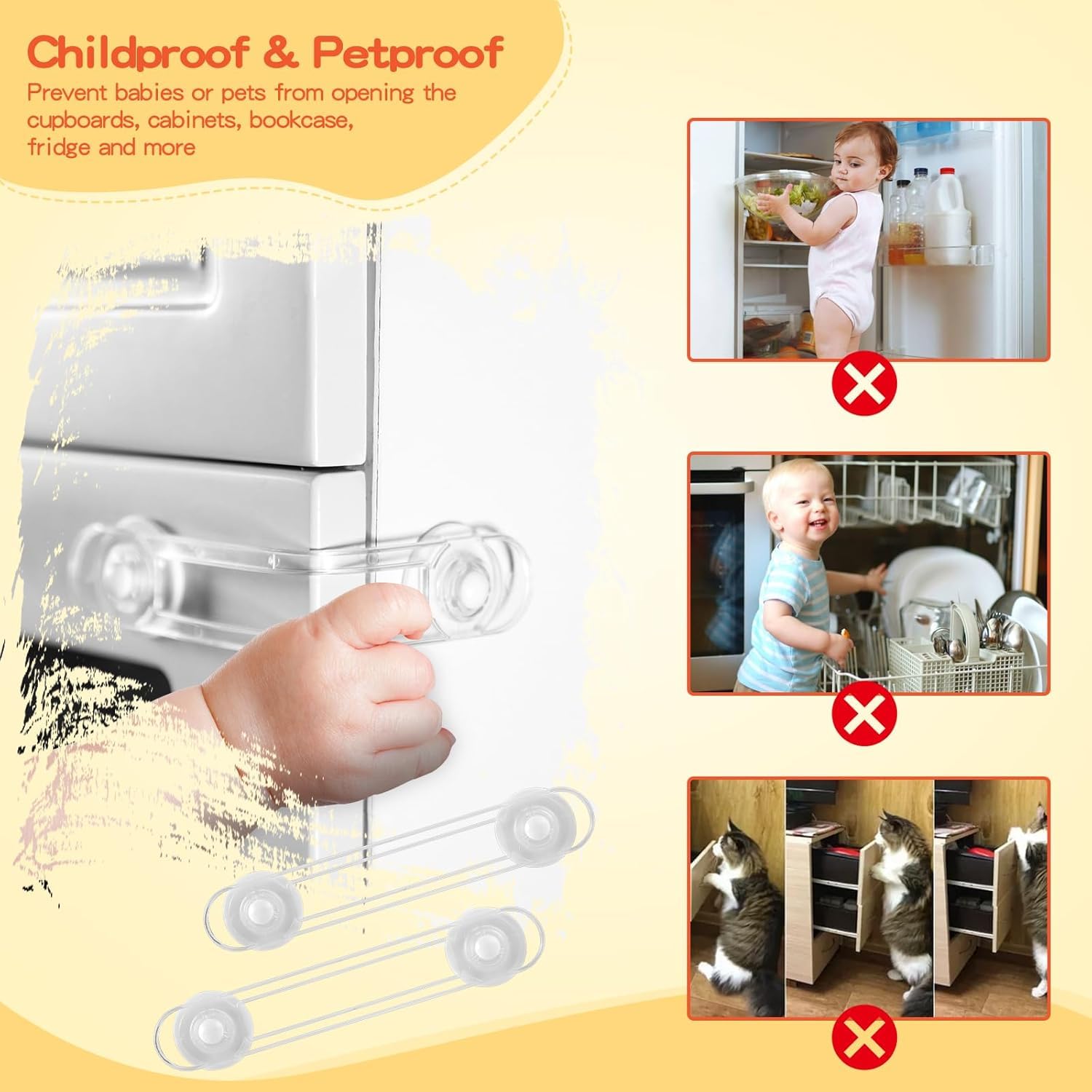 Kit de Seguridad para Bebés, 12 Cerraduras de Seguridad Niños+16 Protectores Esquinas Bebes+ 12 Cubiertas para enchufes+4 Protectores Puertas Bebe