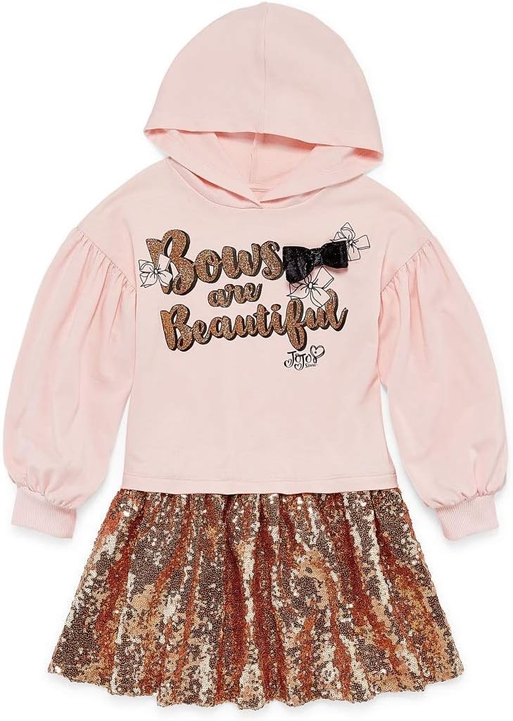 Girls Jojo Siwa Long Sleeve Gold Sequin Dress