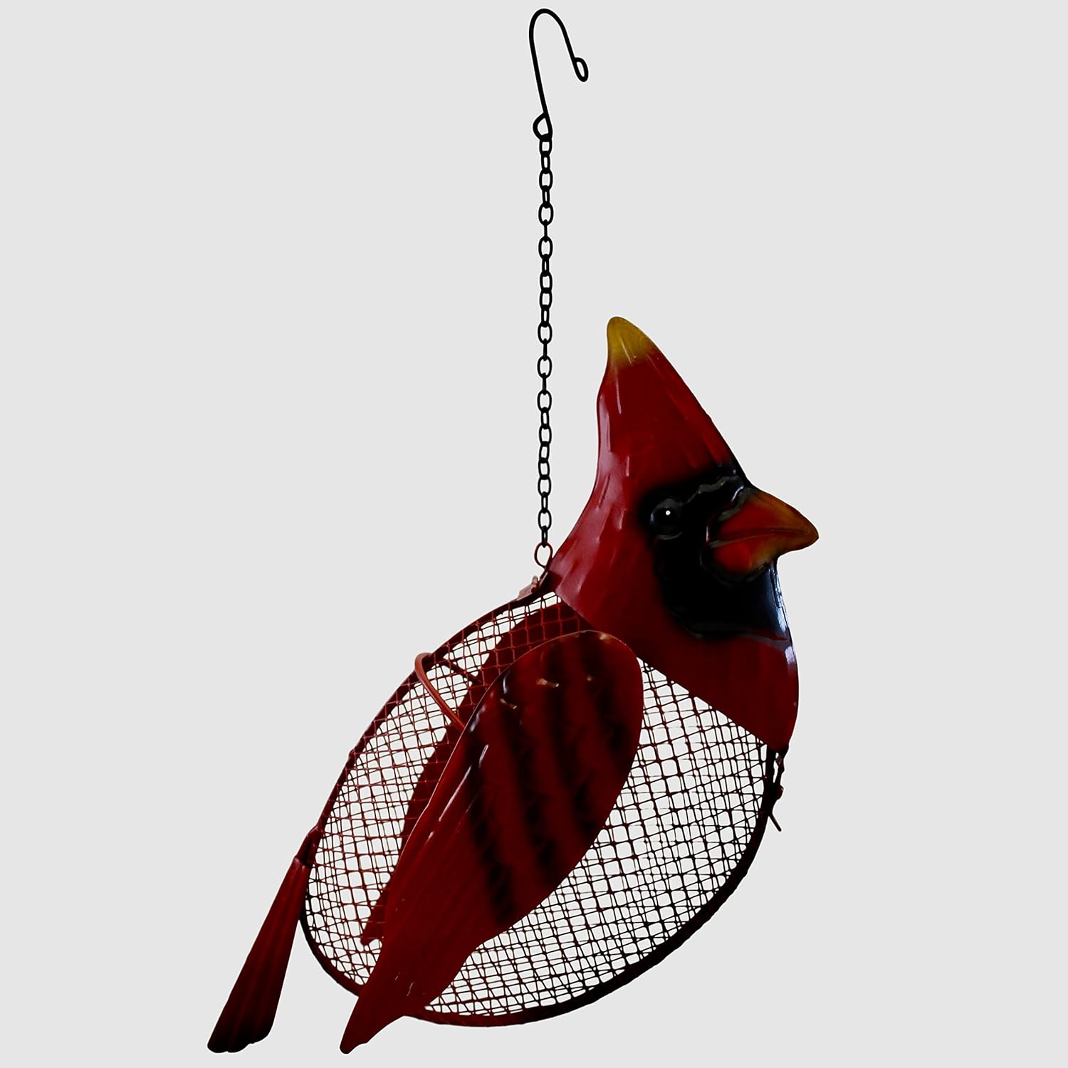 Gift Essentials Metal Mesh Bird Feeder, Red Cardinal with Hanging Chain, Holds Approximately 5 Cups Bird Seed