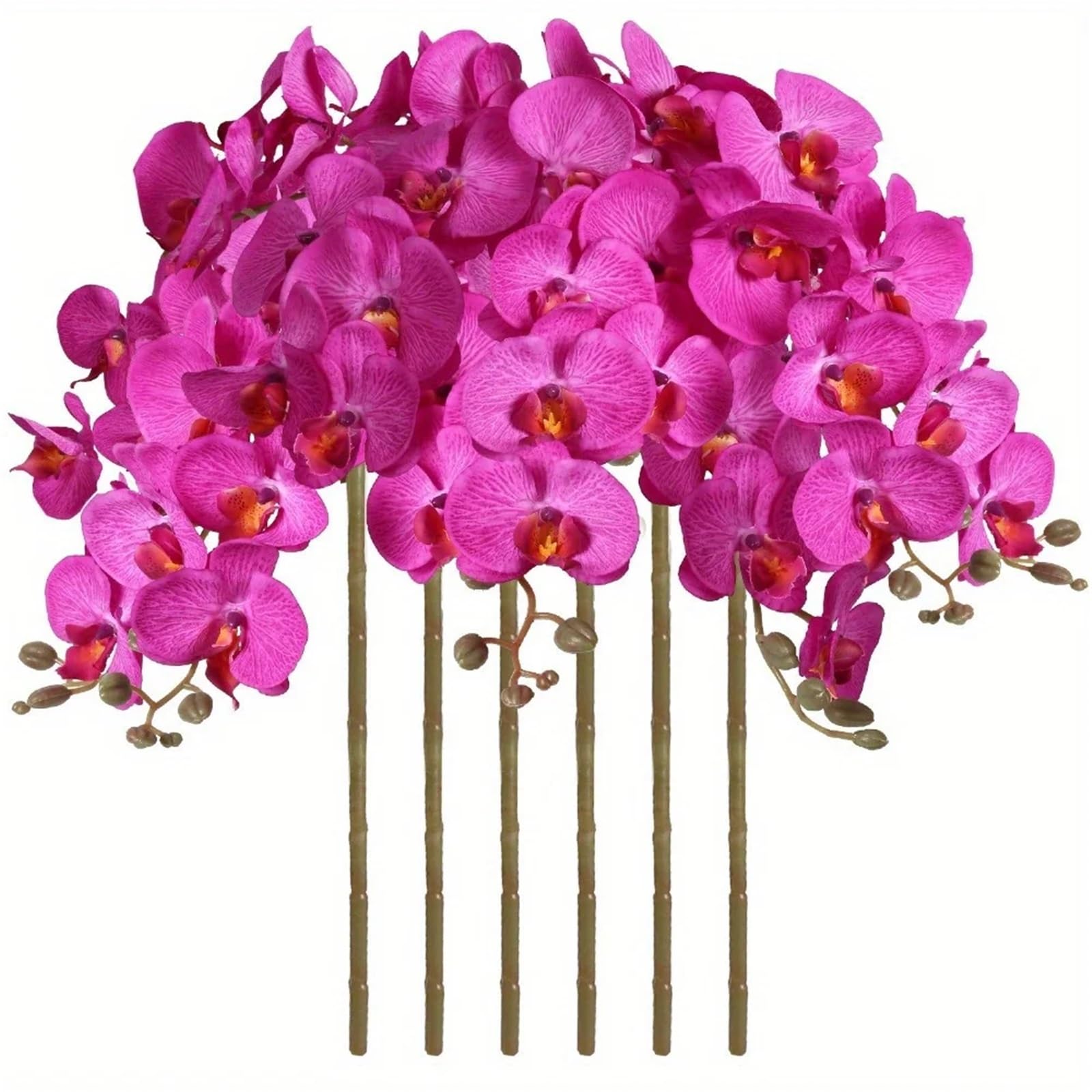 Artificial Flower Branches 6PCS Faux Orchid Velvet Orchids 38 Inch Artificial Flowers Long Stem For Home Wedding Decor(Color2)