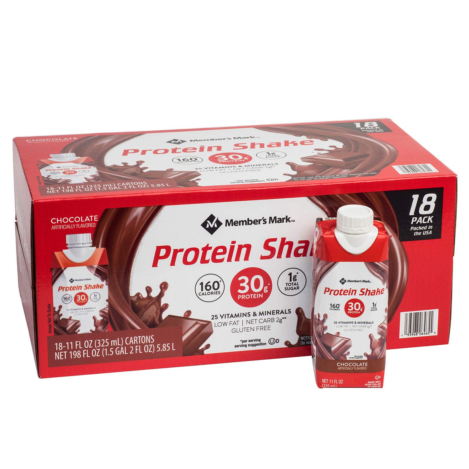 Member's Mark High Protein Chocolate Shake (11 Fl. Oz., 18 Pk.) Net 198 Fl Oz,, 198 Oz ()