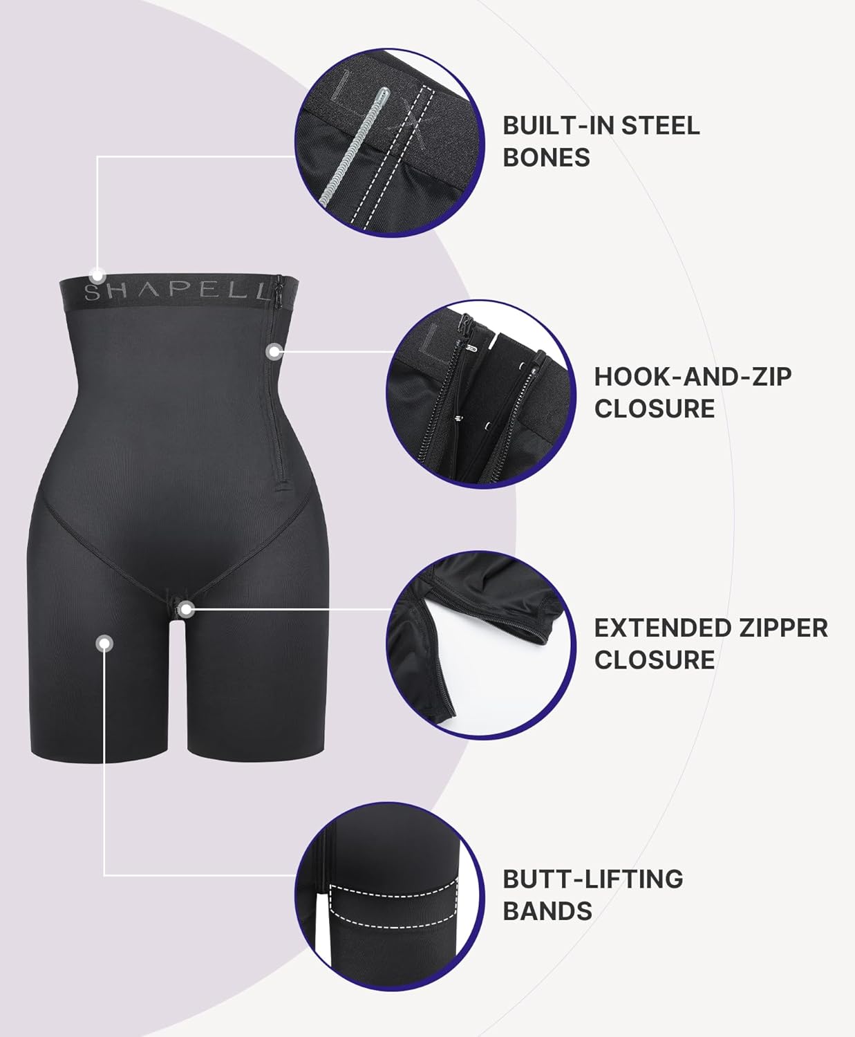 SHAPELLX Shapewear for Women Tummy Control Faja Body Shaper Butt Lifting High Waisted Shorts Thigh Slimmer Bodysuit - Image 4