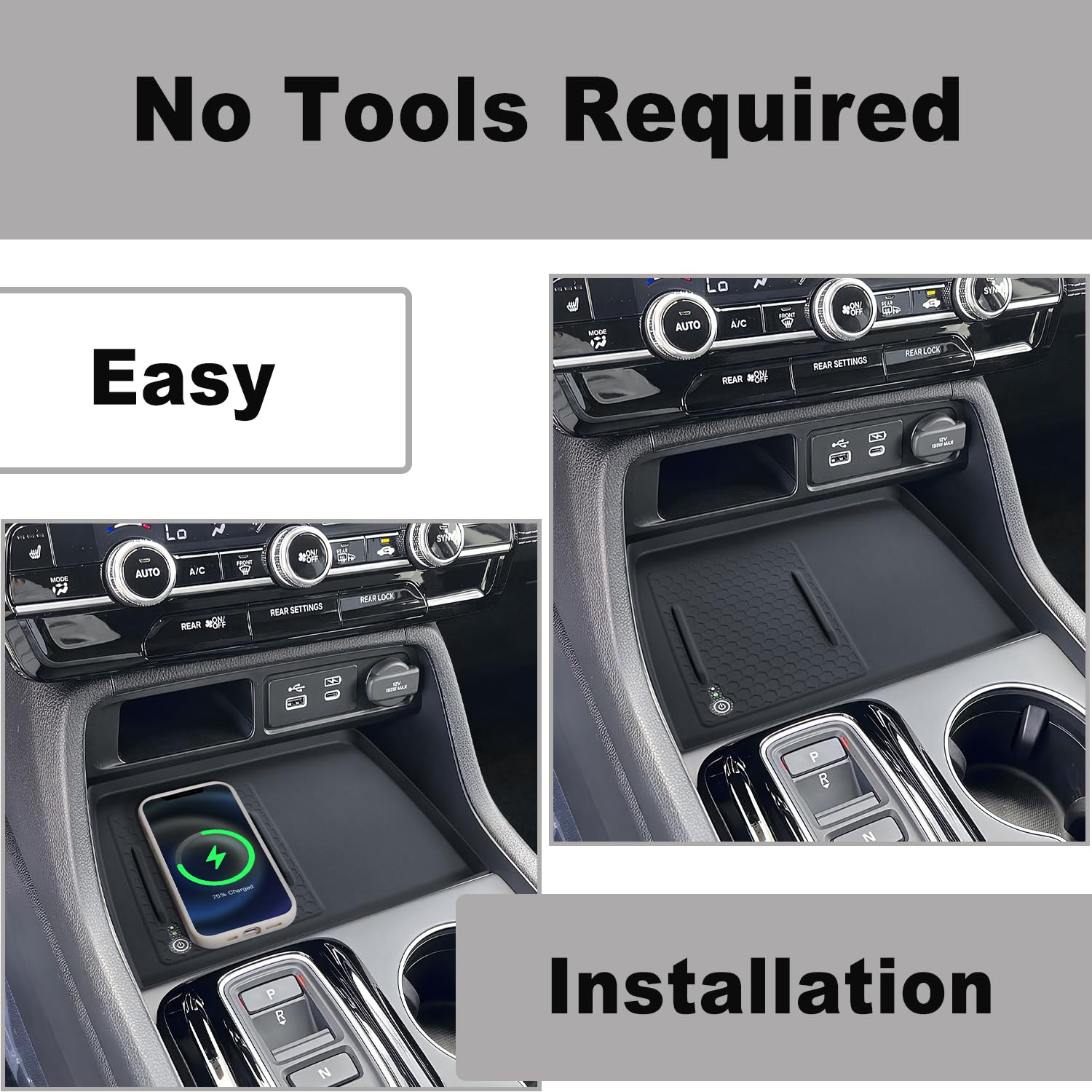 PIMCAR Tappetino per console centrale compatibile con passaporto pilota/2026 2023-2026, caricabatterie per telefono impermeabile in silicone tappetino protettivo per ricarica wireless accessori