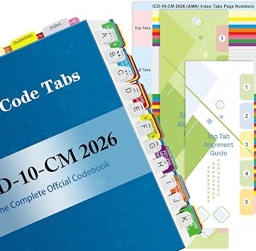 Index Tabs for ICD-10-CM 2026 The Complete Official Codebook-AMA Version, Complete Book Tabs Set to Index All Important Parts, Laminated Durable with Blank Tabs & Page Numbers Book Not Included