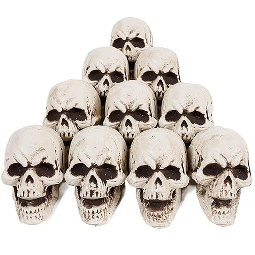 FLYUFO Halloween Prop 10Pcs Fake Skull Decorations for Halloween Plastic