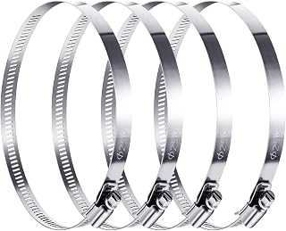 Boao 4-Pack 10 Inch 304 Stainless Steel Worm Gear Hose Clamps - Adjustable Duct Clamps for Pipes, Intercoolers, Plumbing & Fuel Lines