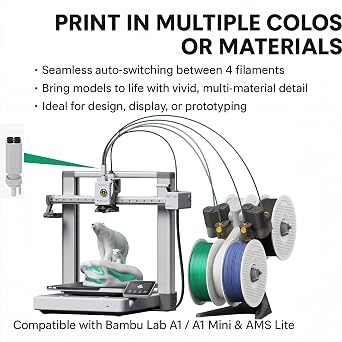 AMS Lite 5-Way Filament Splitter for Bambu Lab A1 / A1 Mini Multi-Material Auto-Switch Adapter for Seamless Multi-Color 3D Printing
