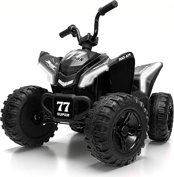 Kids ATV 4 Wheeler, 24V Ride on Car 2WD Quad Electric Vehicle, 2-Seater, LED Lights, Music, Spring Suspension, Electric 4 Wheeler for Children 3-8 Black