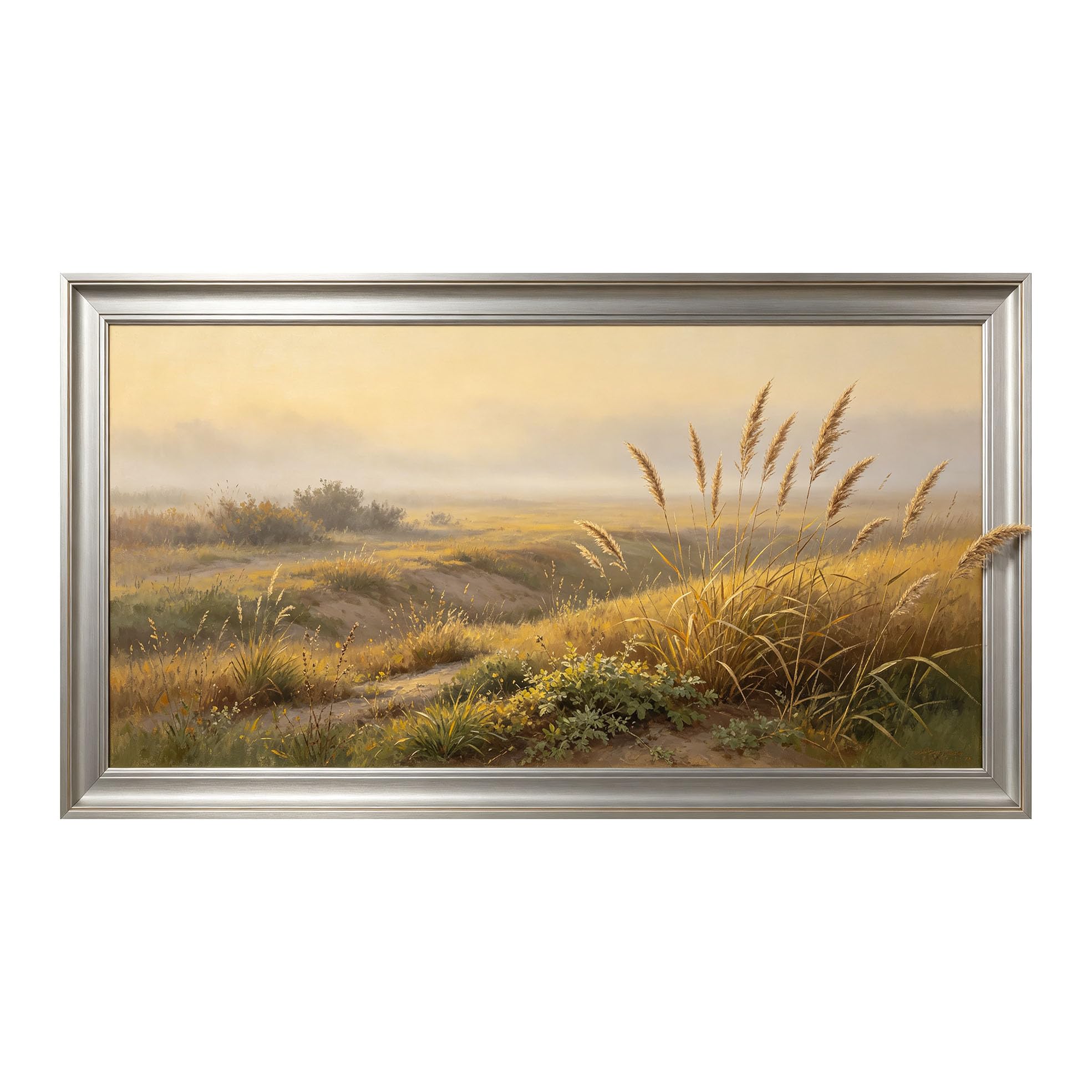 Yzpallescene 3D Framed Wall Art 50cm×100cm Meadow Sunset Impressionist Oil Painting Large Size SelfAdhesive Removable Wall Decor Prints Artwork for Living Room Bedroom Office