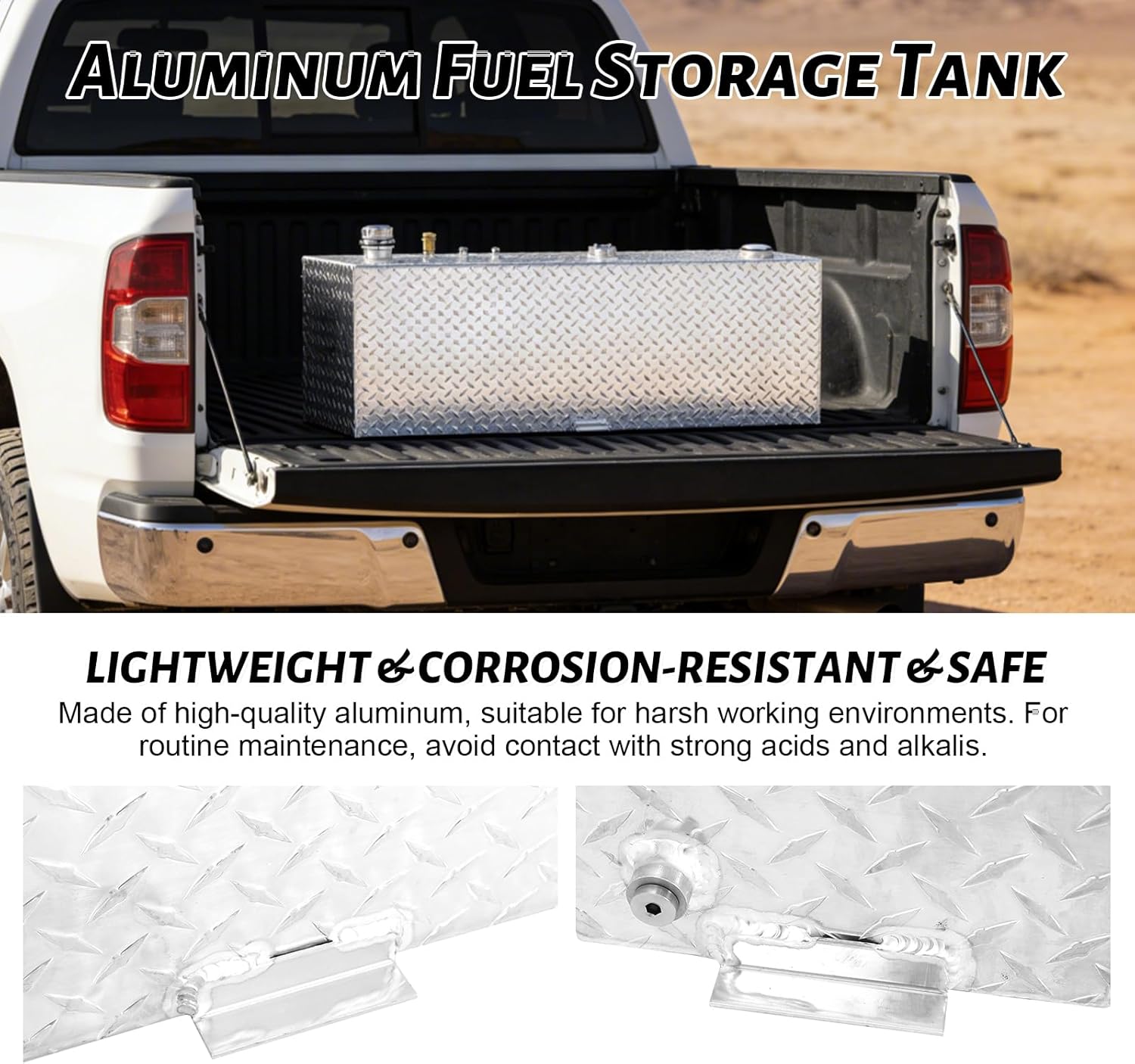 Aluminum Rectangular Liquid Tank, 45 Gallon Capacity Upright Hydraulic Auxiliary/Transfer Reservoir Tank, 57 × 9.5 × 20 inches, Top Entry