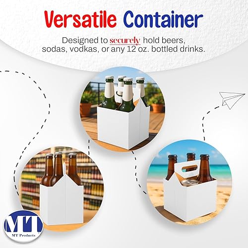 Miniatura 33 de MT Products 4 soportes para botellas de cartón kraft de 12 onzas. Portabotellas de cerveza o soda para un transporte seguro y fácil, paquete de 4