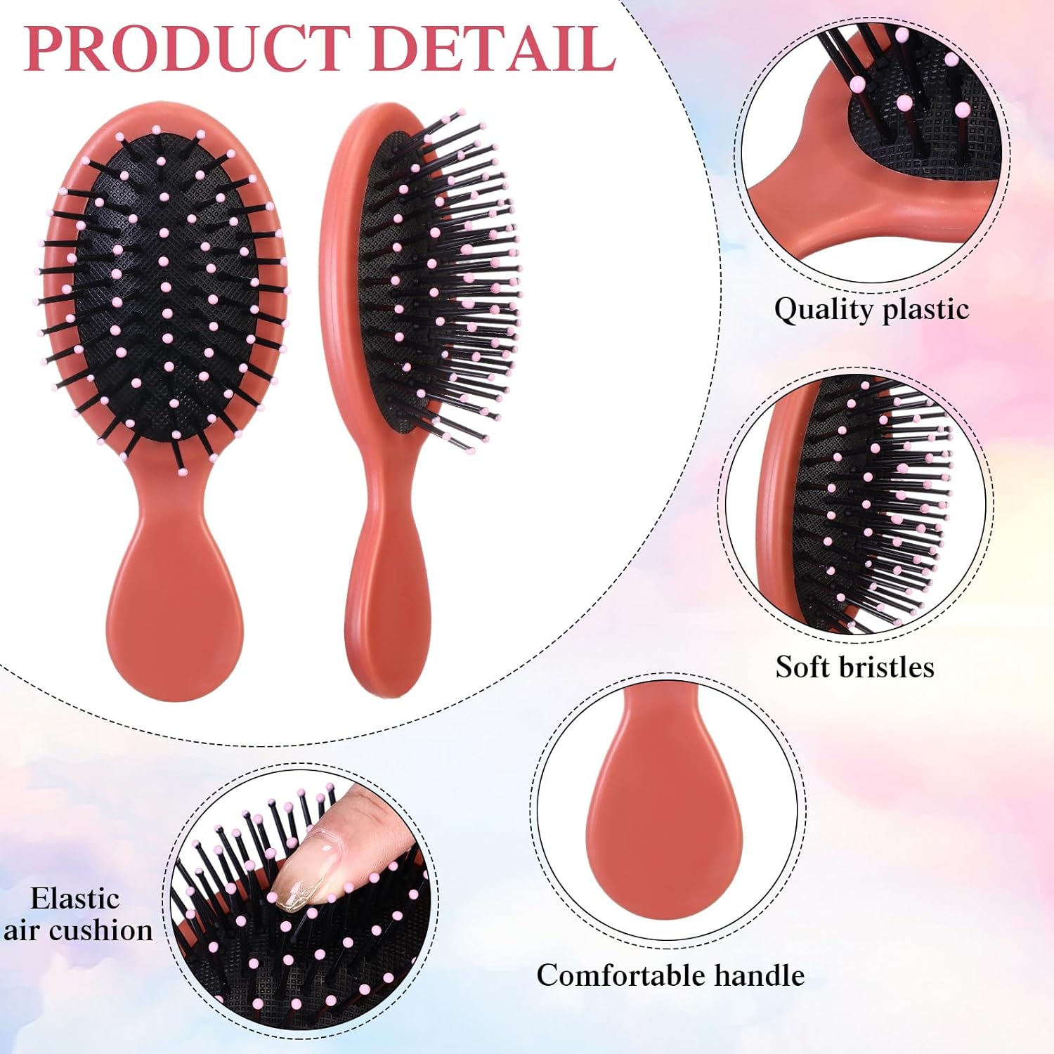 FoldTier 72 Pcs Mini Detangler Hair Brushes Bulk Travel Detangling Brush Soft Bristles Wet Dry Small Hairbrush Comb for Kids Girls Toddler Women Most Hair Types Smoothing with Ease Knots, Multi Color
