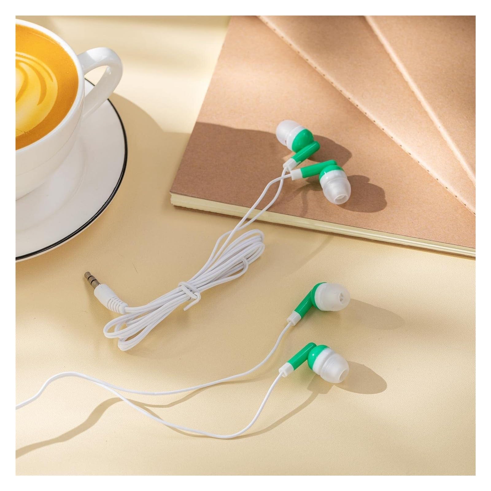 Yunsailing - Confezione da 100 auricolari, cuffie da 3,5 mm cablate confezionate singolarmente per studenti, adulti, scuole, ospedali, hotel, biblioteche, musei, lettori MP3