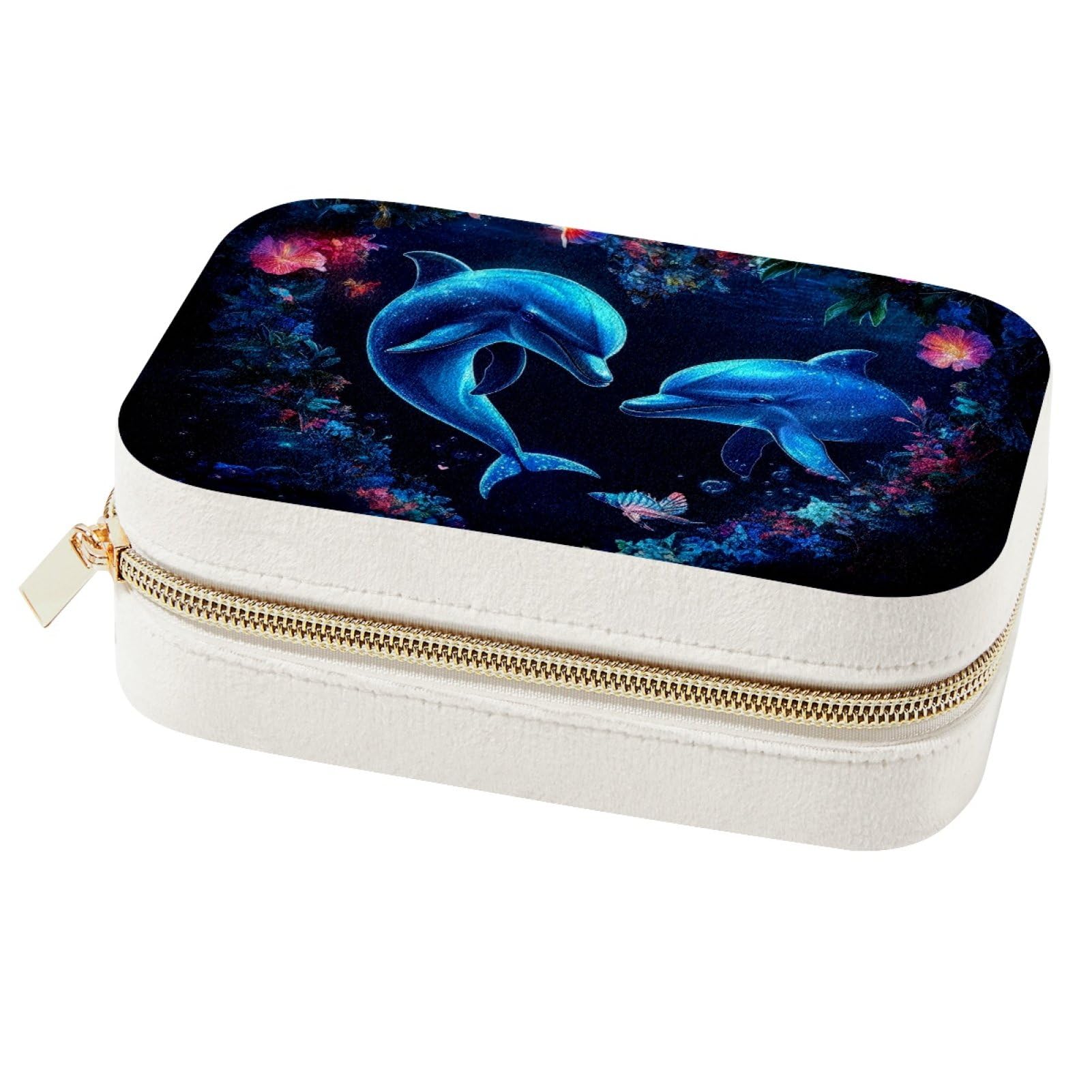 Boîte à bijoux portable dauphin pour éviter les colliers emmêlés