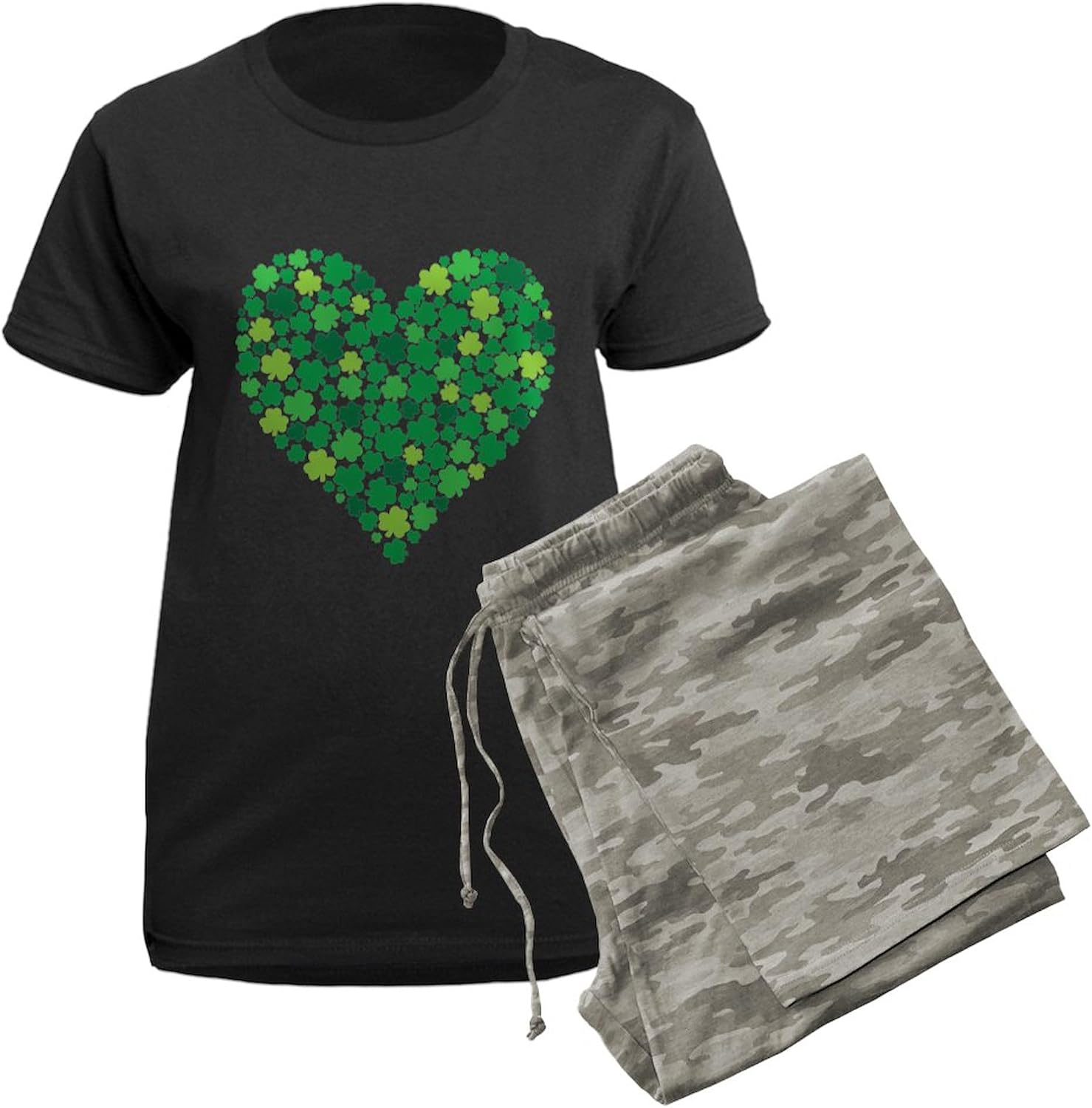 CafePress Irish Shamrock Heart Pjs Women'S Dark Pajama Womens Novelty PJ Sleepwear