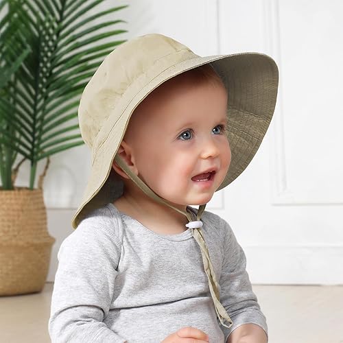 Miniatura 7 de Sombrero de sol para bebé, sombrero de sol para niños y niñas, gorra ajustable con protección solar UPF 50+