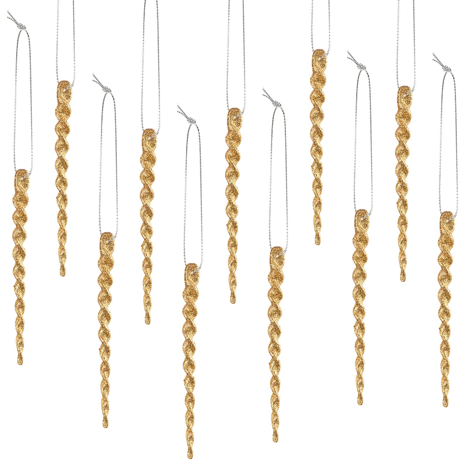 Glaçon en plastique de Noël or torsadé pour suspension de sapin et décor de mariage