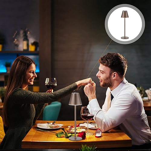 Miniatura 4 de Moderna lámpara de mesa LED inalámbrica, lámpara de escritorio con batería recargable de 4000 mAh, luz nocturna de 3 niveles, carcasa de metal,