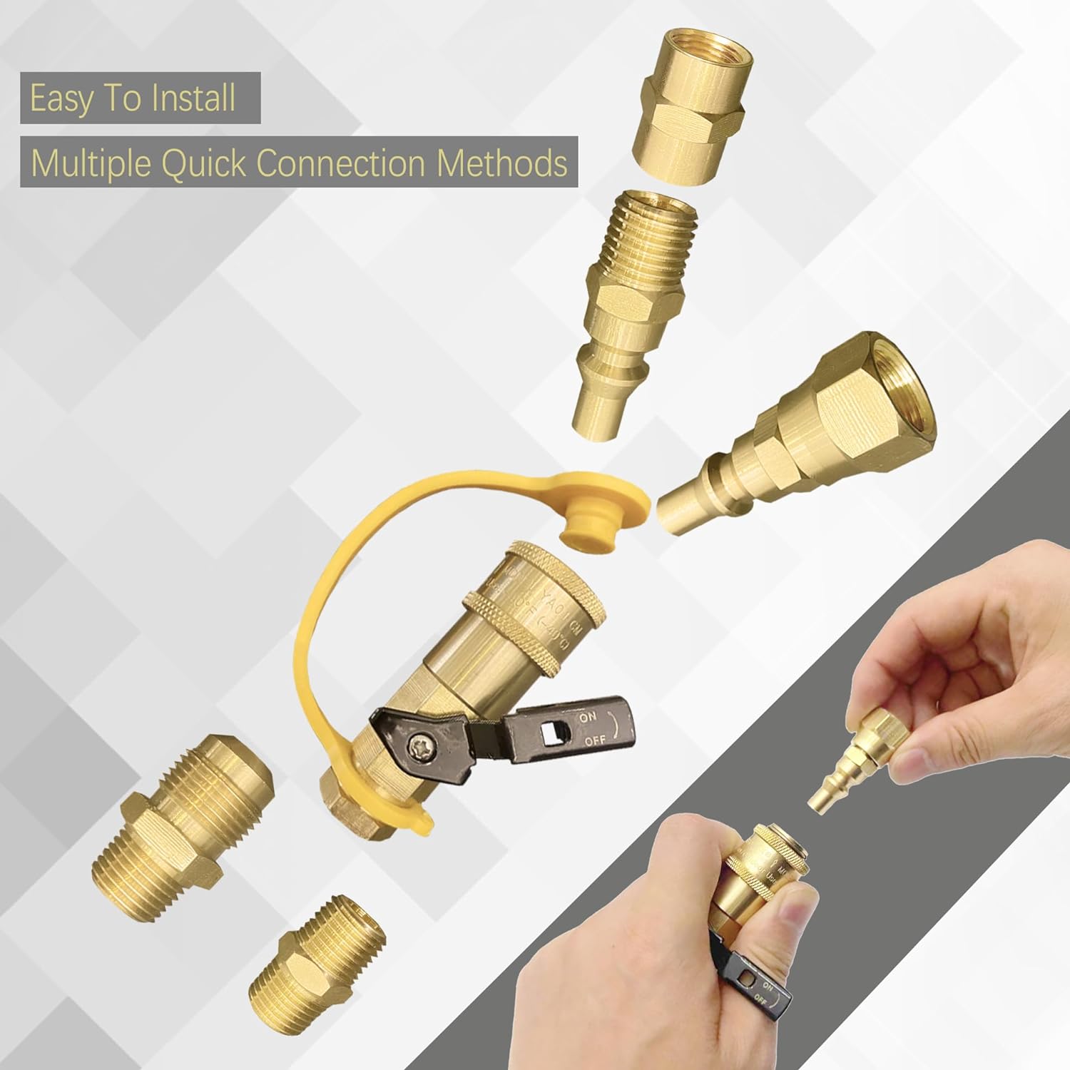 7pcs Propane Quick Connect Fittings Adapter for Propane Hose Propane Quick Connect for RV to Grill or Cooking RV Propane Quick Connect Fittings with 3/8" Flare x 1/4" NPT Male Pipe