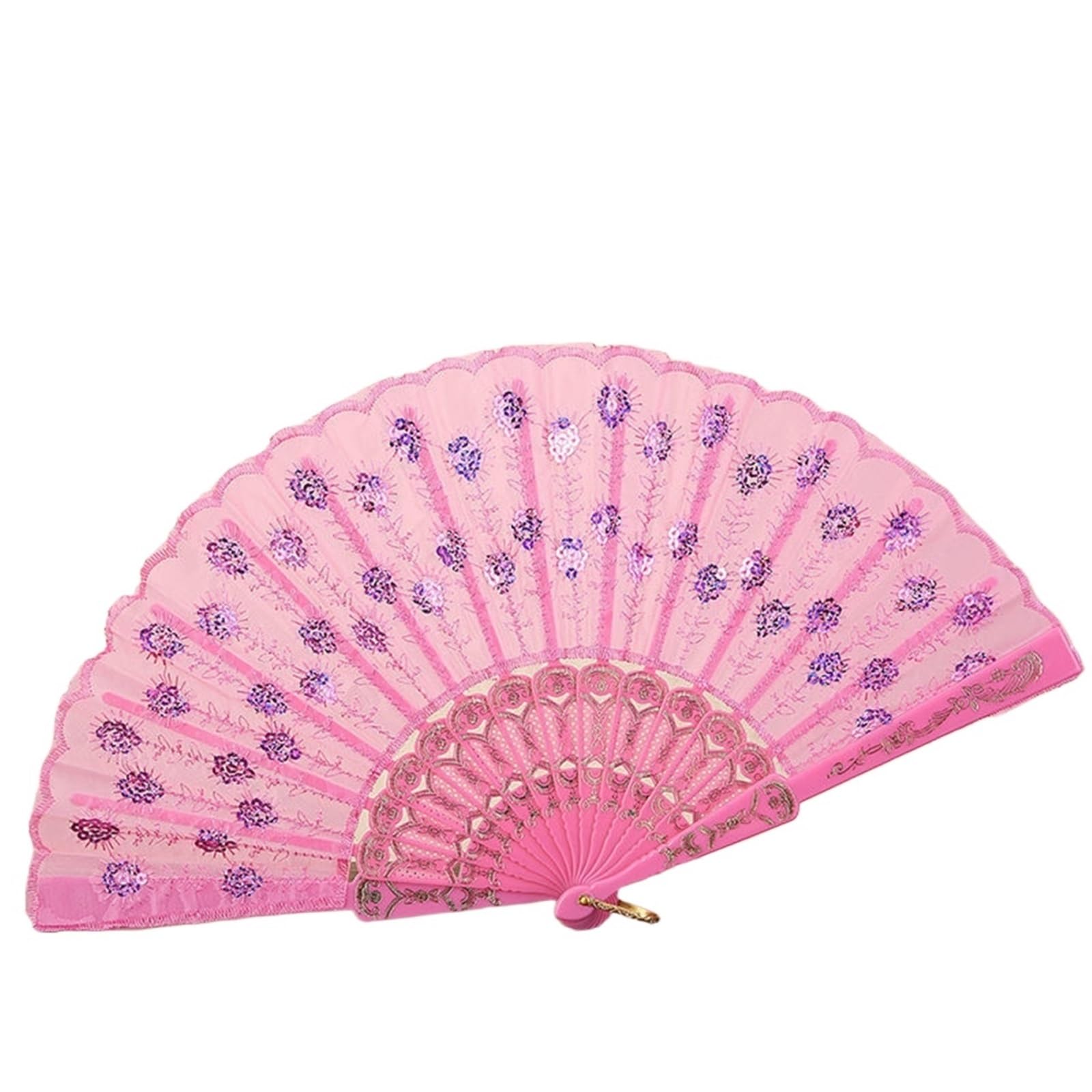 SXTYYH Hand Fans for Women Foldable, Retro Lace Folding Fans, Chinese Style Embroidery Handheld Fan Folding, Wedding Party Favor Prop(Pink)