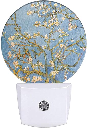 EKOBLA Luces nocturnas enchufables en la pared Van Gogh Blossoms Art Tree Night Light 0.5W Sleep Friendly para niños y niñas, luz nocturna LED con