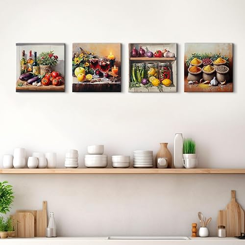 Miniatura 3 de Arte de pared de cocina colorido tarro de albañil, decoración de pared, especias de granja, alimentos, vino, hierbas, verduras, cuadros para