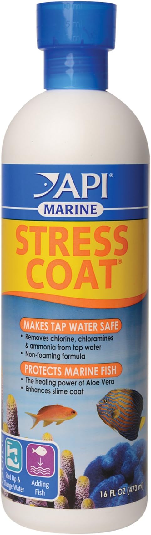 Api Marine Stress Coat Saltwater Aquarium Water Conditioner 16-Ounce Bottle (385D)