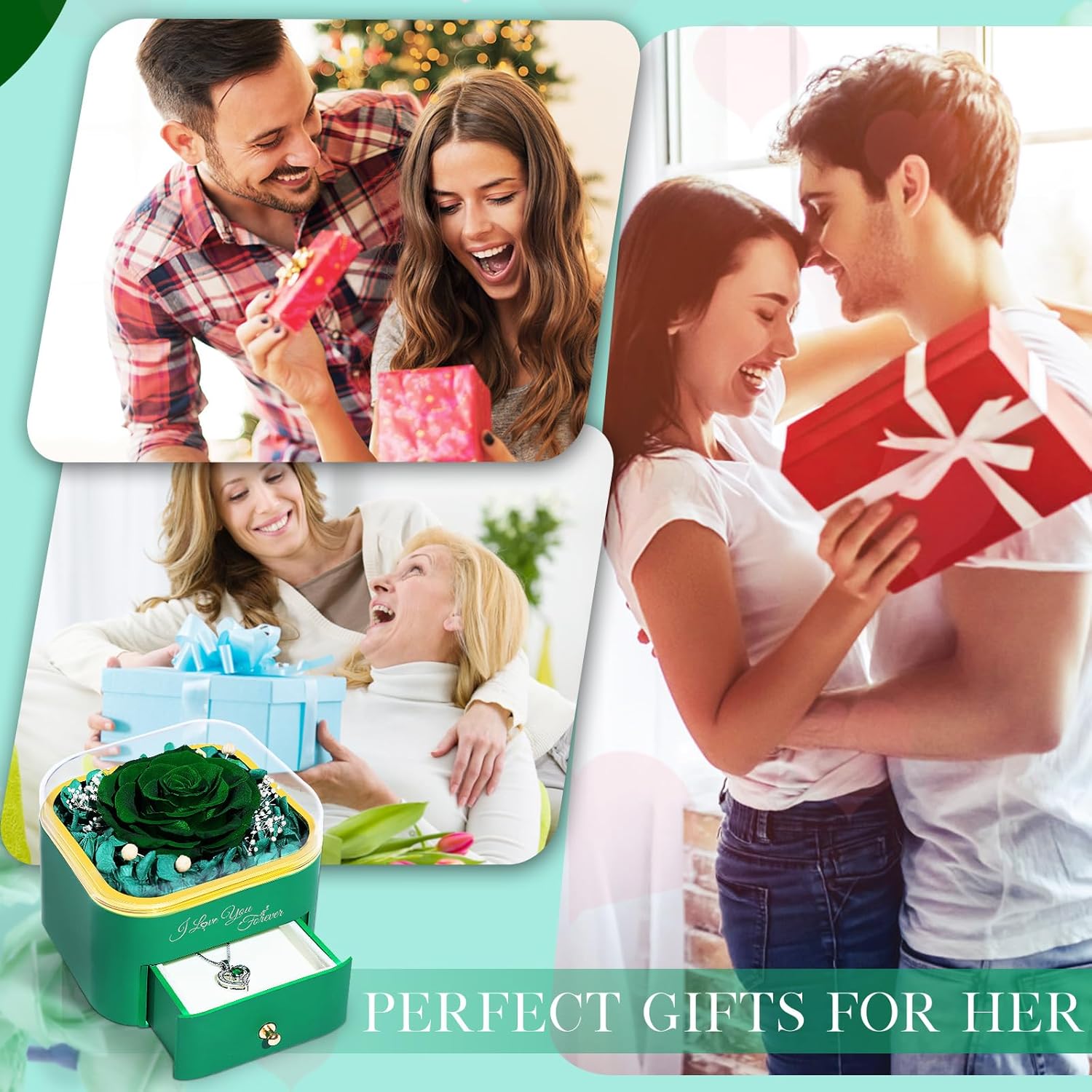 Beferr Birthday Gifts for Women Preserved Real Rose with Necklace Eternal Roses Forever Flowers for Delivery Prime Valentines Gifts for Her Mom Grandma Wife Sister Daughter from Husband - Image 8