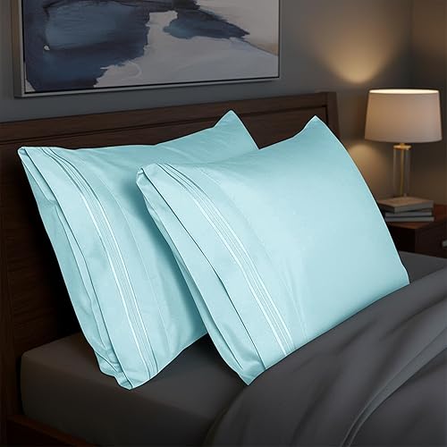 Vista 2 de Elegant Comfort Juego de fundas de almohada de 2 piezas de calidad hotelera, lujosas y suaves fundas de almohada de calidad egipcia de 1500 hilos