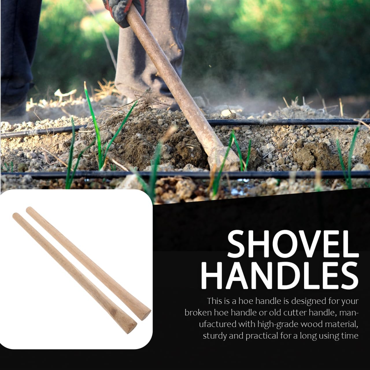 Hardwood Hoe Handle Replacement 19.88 Inch Solid Wood Handles Ergonomic Grip for Garden and Lawn Tools Durable and Comfortable Replacement Handles for Farm Tools 2 Pack