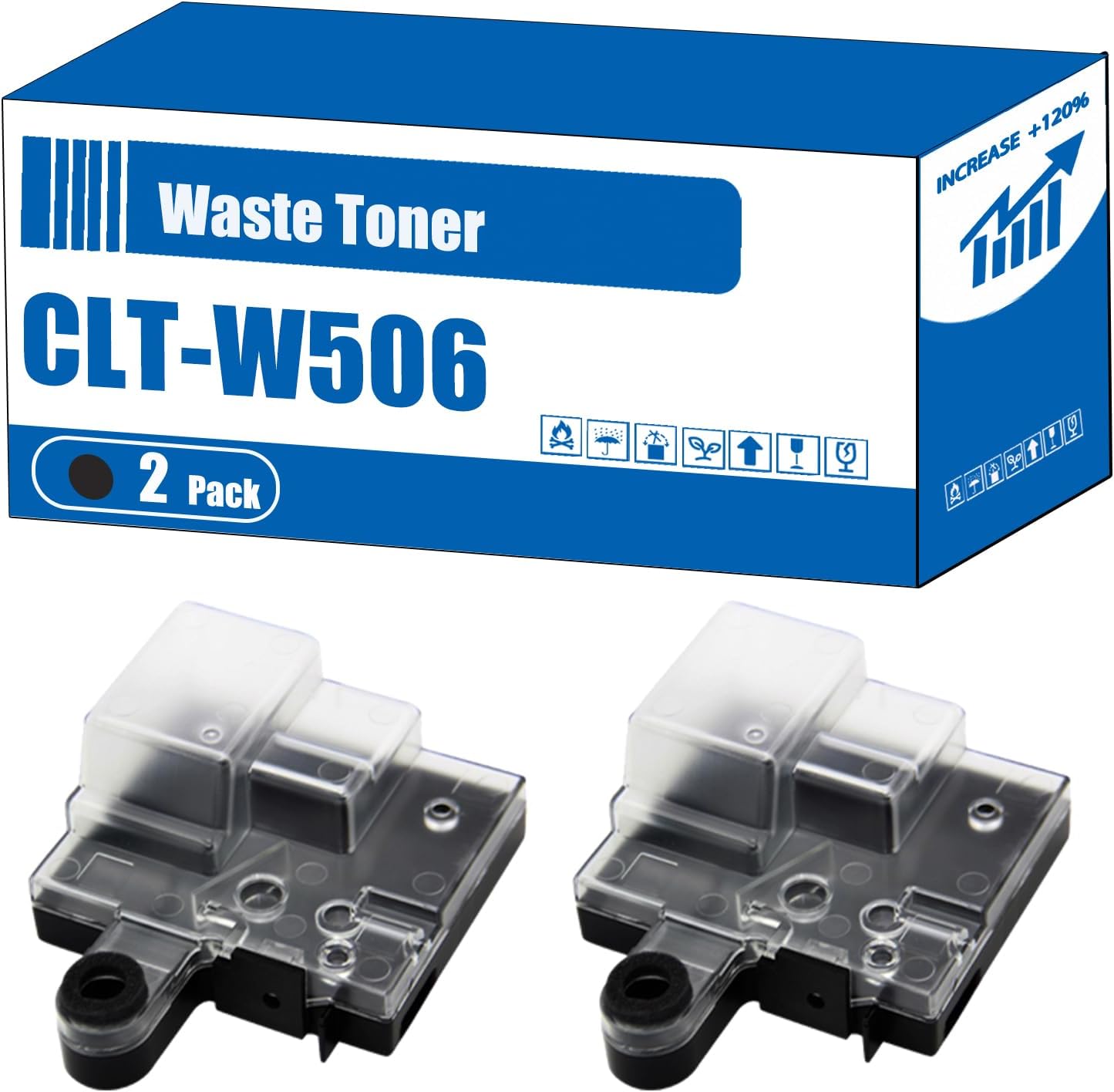 Compatible for Samsung CLT-W506 Waste Toner Container ProXpress C3010ND SL-C2620DW Printers, High Yield 24000 Pages, Accurate Imaging Rich Colors (2-Pack Black)