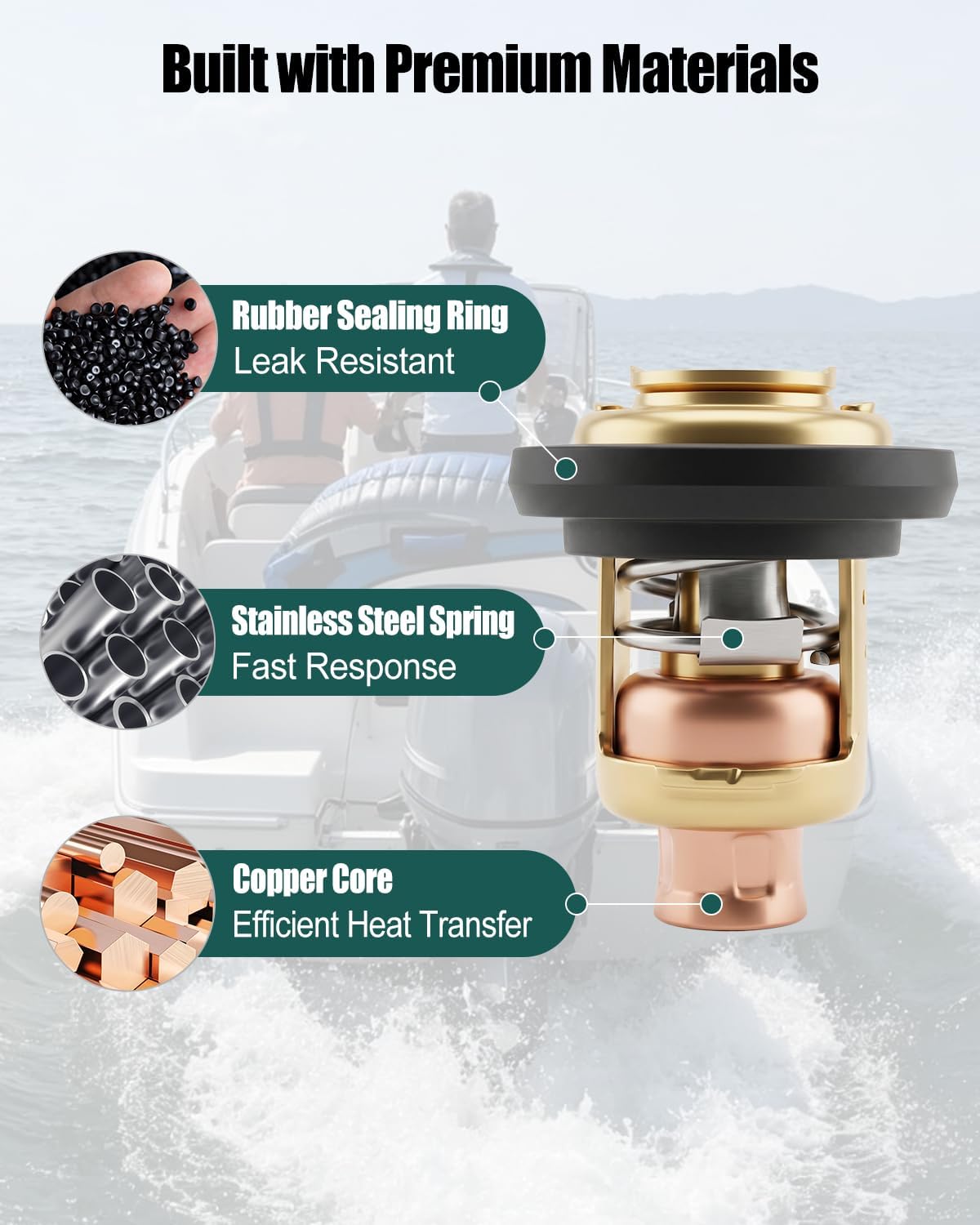2 Pack Thermostat Compatible with Yamaha 2 Stroke Outboard Motors 3HP-250HP, Replace 6E5-12411-30-00 6E5-12411-20-00 688-12411-10-00 18-3540 Marine Engine Thermostat Kit