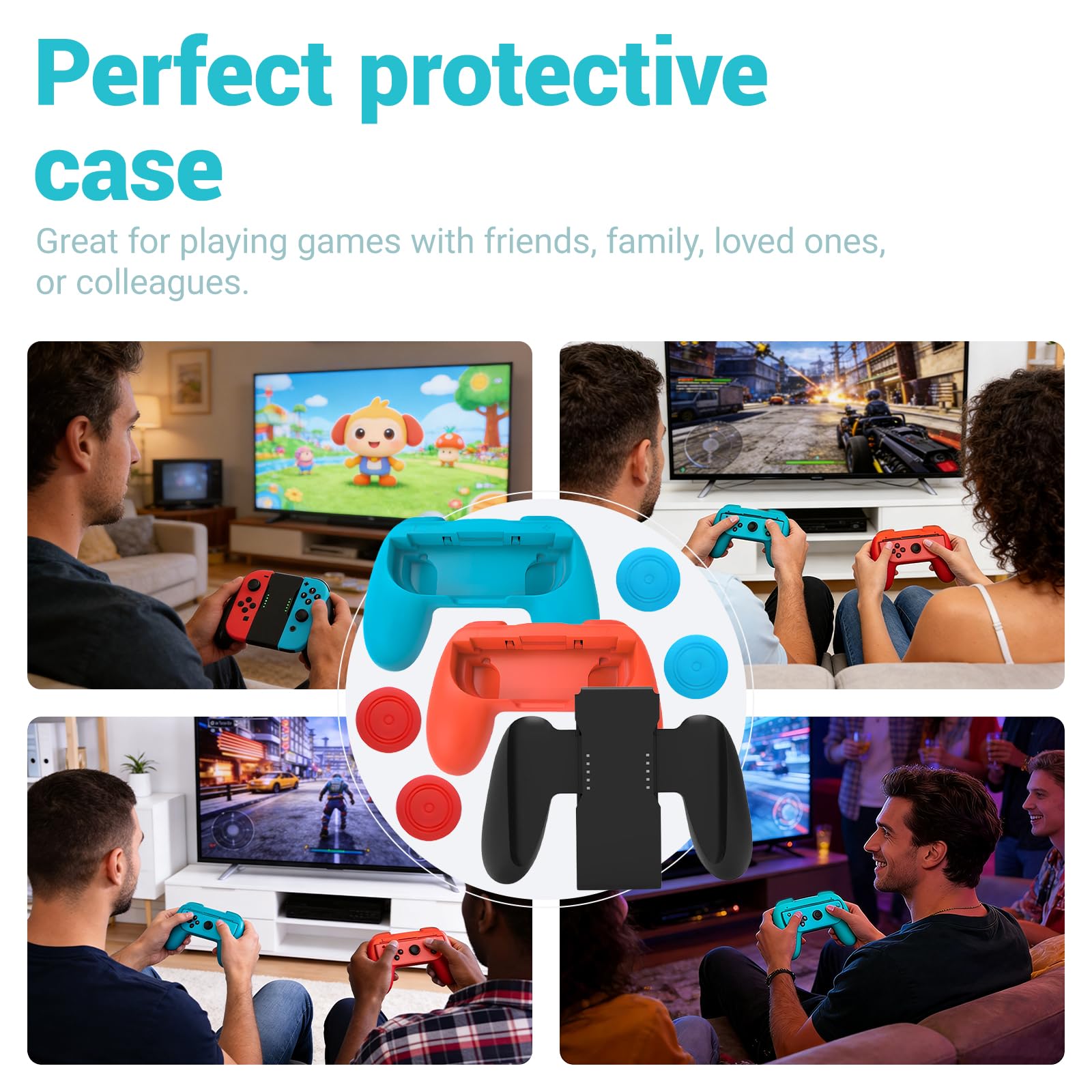 XIMEY Mando Switch, Mando Joycons Nintendo Switch, con 4 Tapas para Joysticks, Accesorios para Nintendo Switch 1 2 (B3) - 3