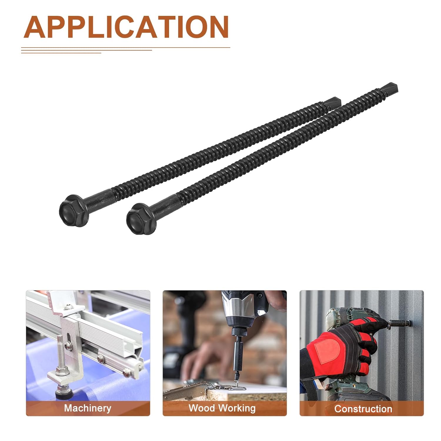 #12x5 Hex Washer Head Self Drilling Screws - 100Pack - Good for Machine - 410 Stainless Steel Black Oxide - Self Tapping Sheet Metal Screws