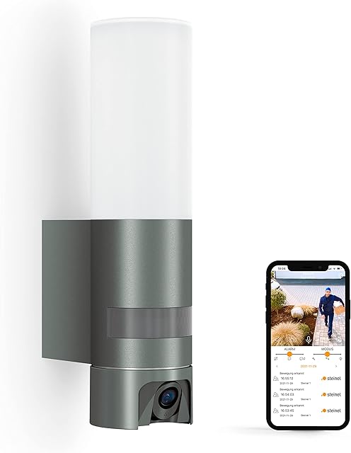 Steinel L 620 CAM WiFi Security Light - Full-HD Smart Camera, Intercom, Alarm & Infrared Motion Sensor, Outdoor Wall Light, Surveillance, 14.1 W, Anthracite