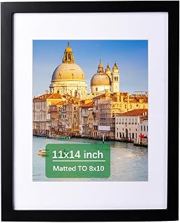 wyooxoo 11x14 Picture Frame Made of Solid Wood Black Photo Frames Display Pictures 8x10 with Mat or 11x14 Without Mat Colorful Frame For Tabletop Display or Wall