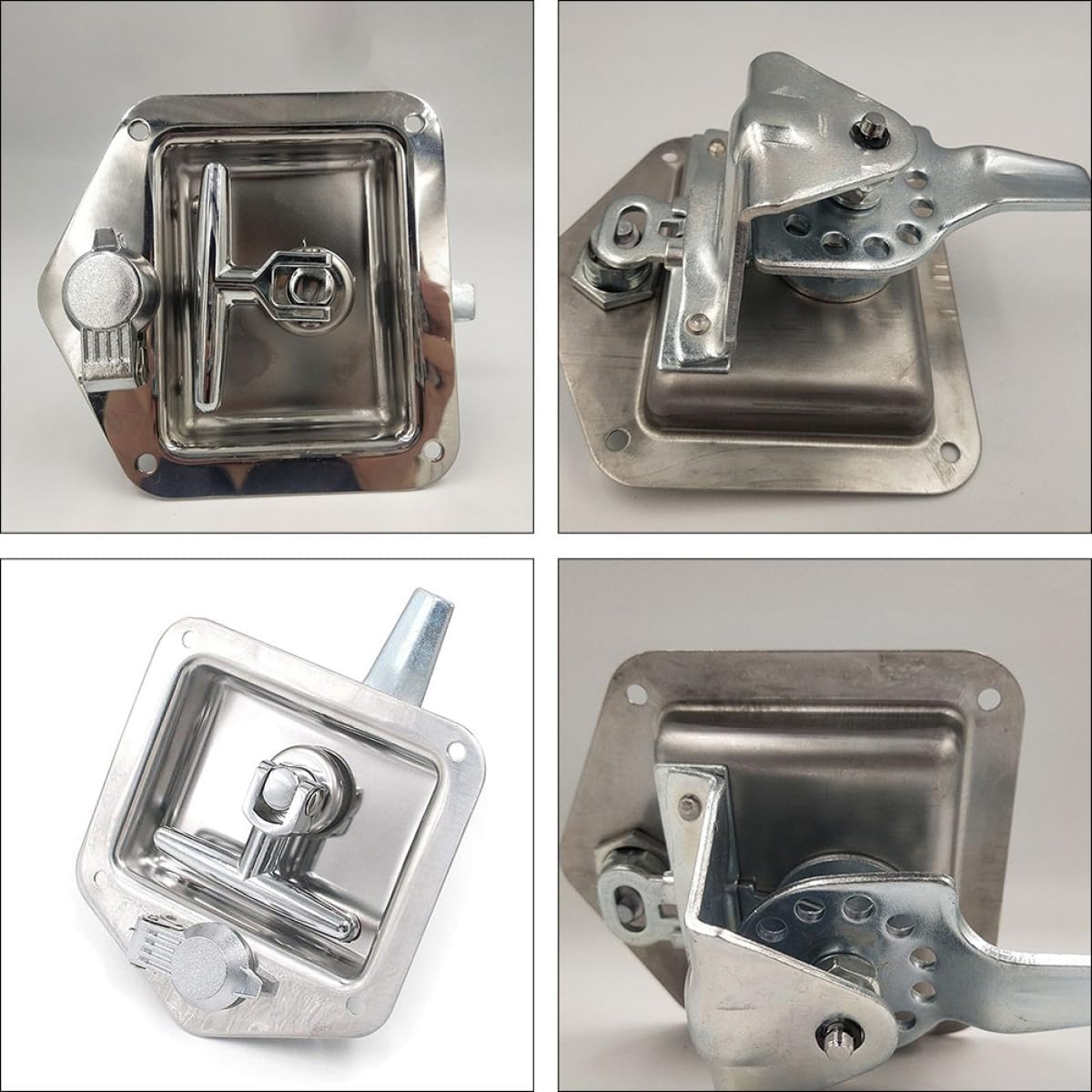 Stainless Steel Rv T-Handle Latch with Waterproof Cover, Trailer T-Handle Lock for Truck Toolbox and Camper Doors, Includes 2 Keys, Foldable Security Lock for Outdoor Use