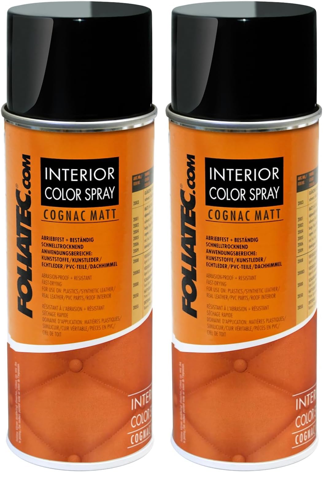 Foliatec Interior Color Spray Farbspray für Kunststoffe, Kunstleder und Leder, Cognac matt, 400 ml (Packung mit 2)