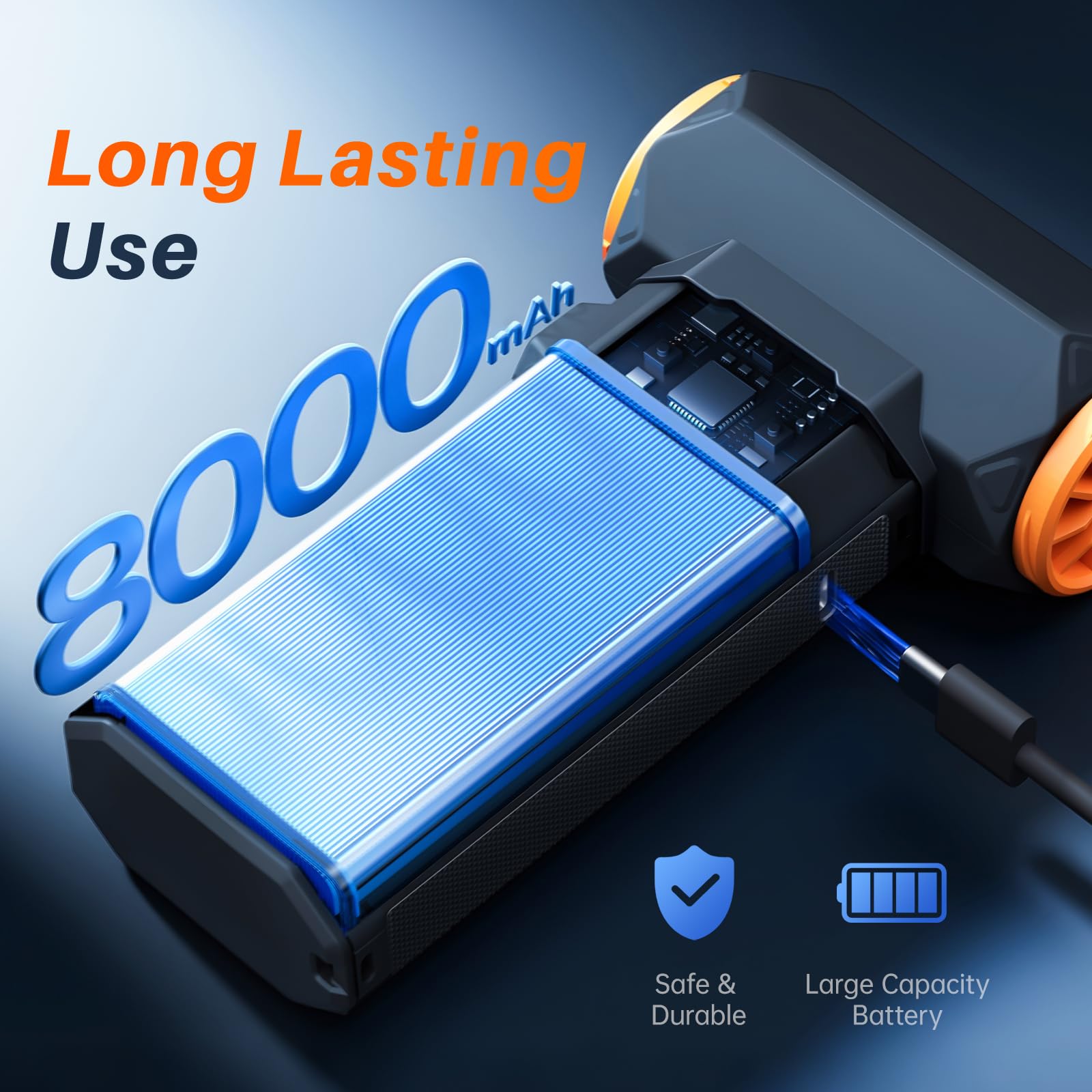 MUXNW Spolverino elettrico ad aria compressa: 8000 mAh ricaricabile, 100 velocità regolabile, soffiatore di polvere senza fili 3 in 1 per tastiera, PC, auto, barbecue, regalo ideale per uomini