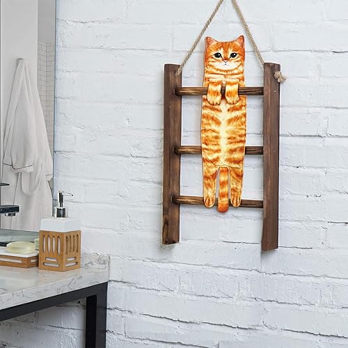 Miniatura 3 de PAT JUUMG Divertidas toallas de mano para baño, cocina, decoración de gato, bonitas toallas decorativas para colgar, súper absorbentes, suaves,