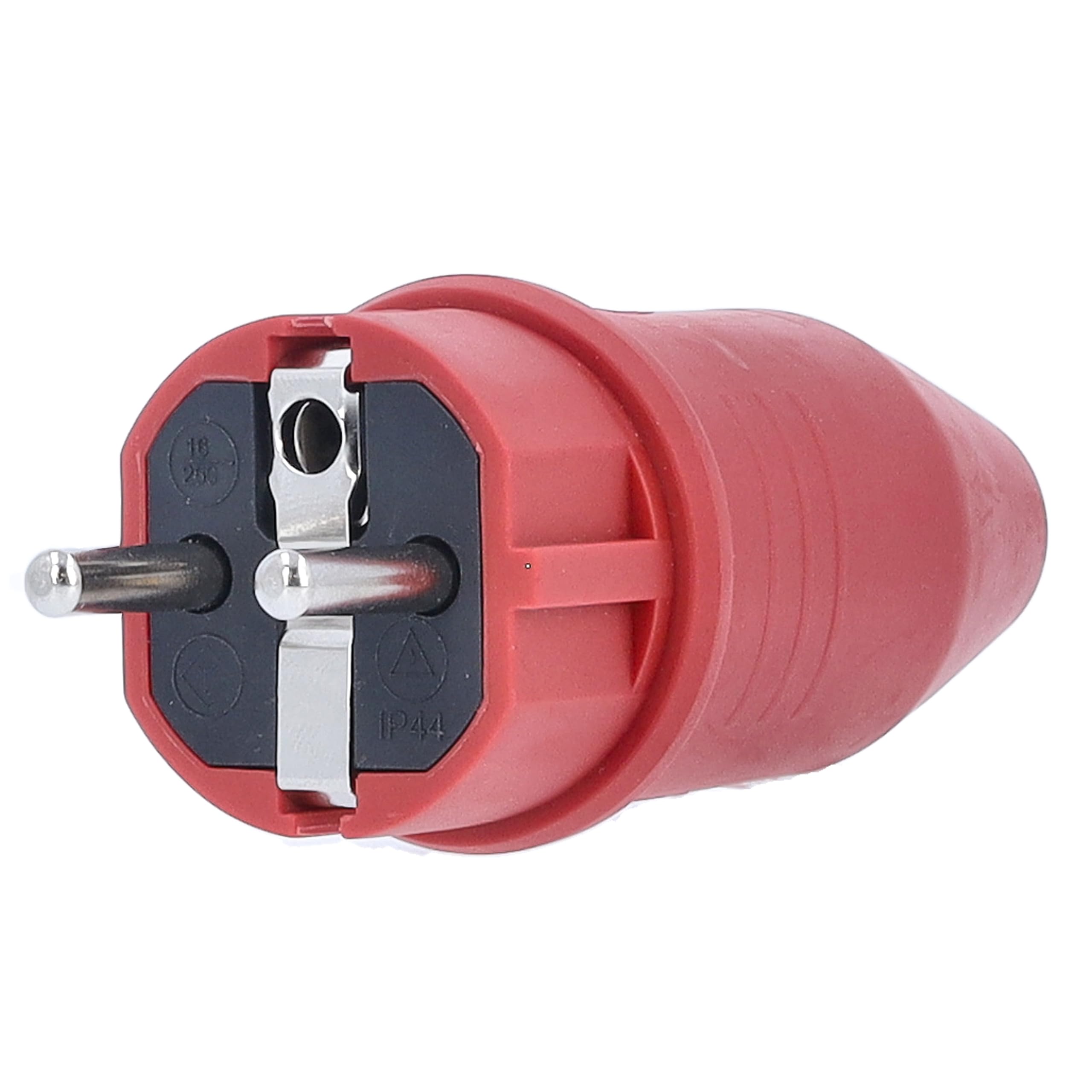 as - Schwabe Enchufe de contacto de protección, rojo, para cables de hasta máx. 2,5 mm², enchufe de goma apto para exteriores, 230 V/16 A, IP44, 62290