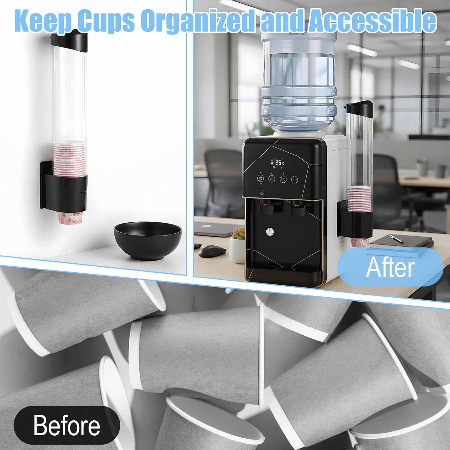 Paper Cup Dispenser Wall Mount Water Cooler Cup Holder for Water Dispenser