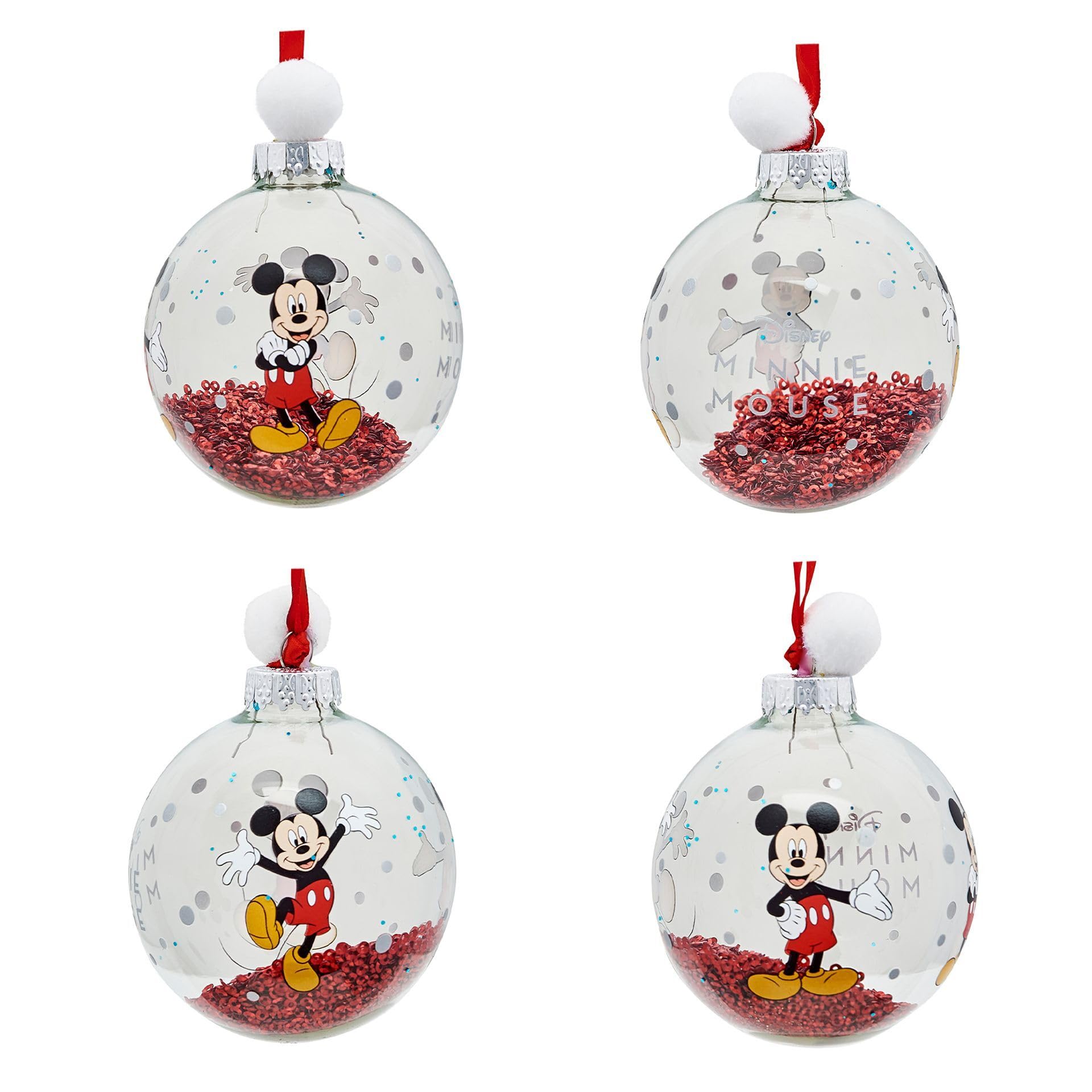 Disney - Set di 7 palline per albero di Natale, Topolino e Minnie, Paperino e Paperina, Pippo e Plutone, con licenza ufficiale, ornamento natalizio.
