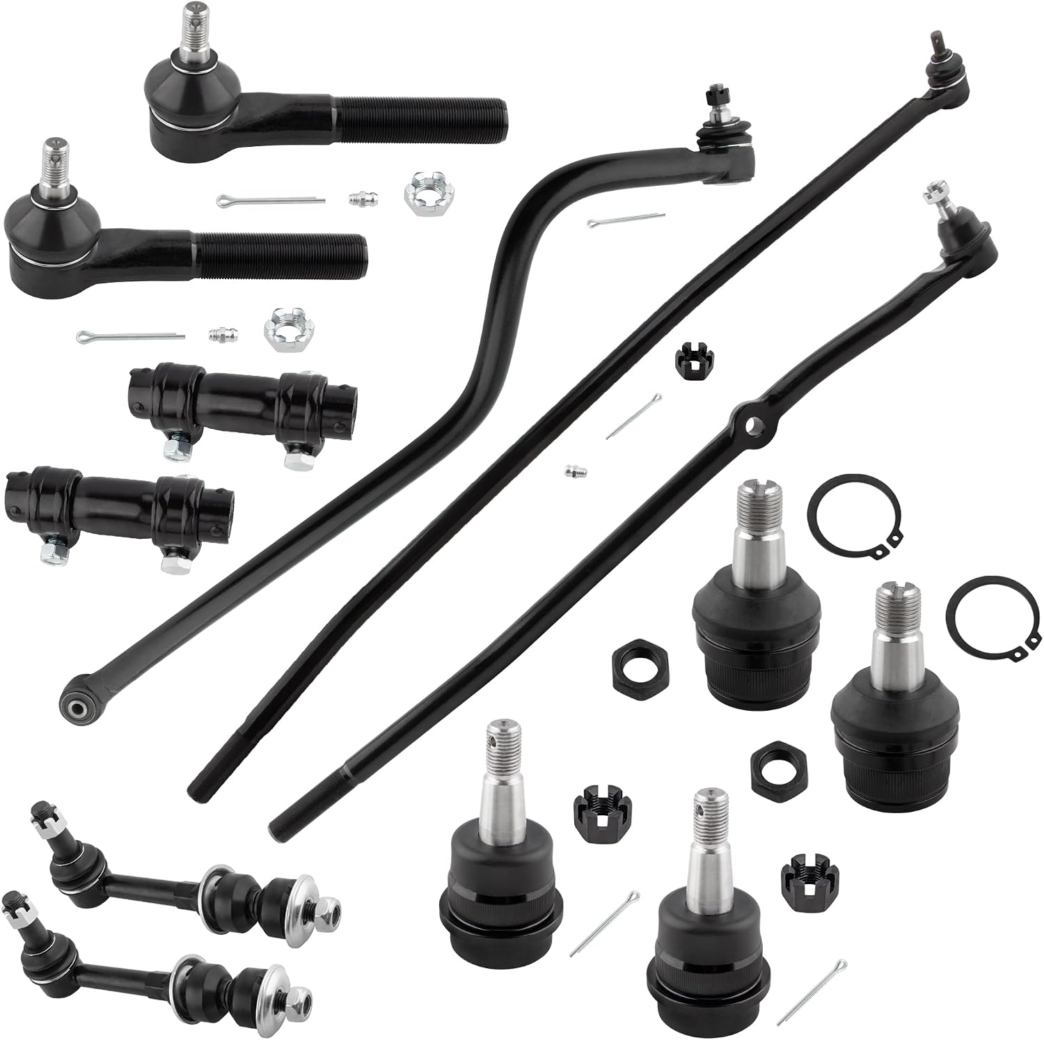 13Pc Front Inner Outer Tie Rods Upper Lower Ball Joints Sway Bar Tie Rod Adjusting Sleeve Track Bar Fit For Dodge Ram 1500 2500 1998-1999 ‎K3134 K8195 ES3497 ES2012 DS1413 DS1457 DS1458 K7280