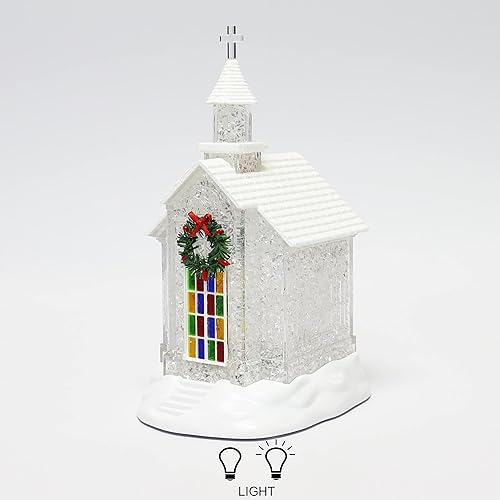 Miniatura 4 de Lighted Christmas Chapel Church Moments in Time LED Acrylic Holiday Tabletop Decoration Glittering Crystal Church Stained Glass Window Battery