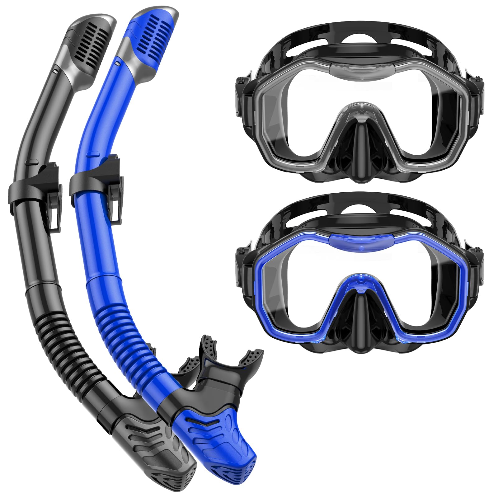Snorkeling Gear for Adults, Dry-Top Snorkel Set, 180°Panoramic Wide View Diving Mask Breathing Freely Snorkel Mask for Snorkeling Scuba Diving Swimming Travel